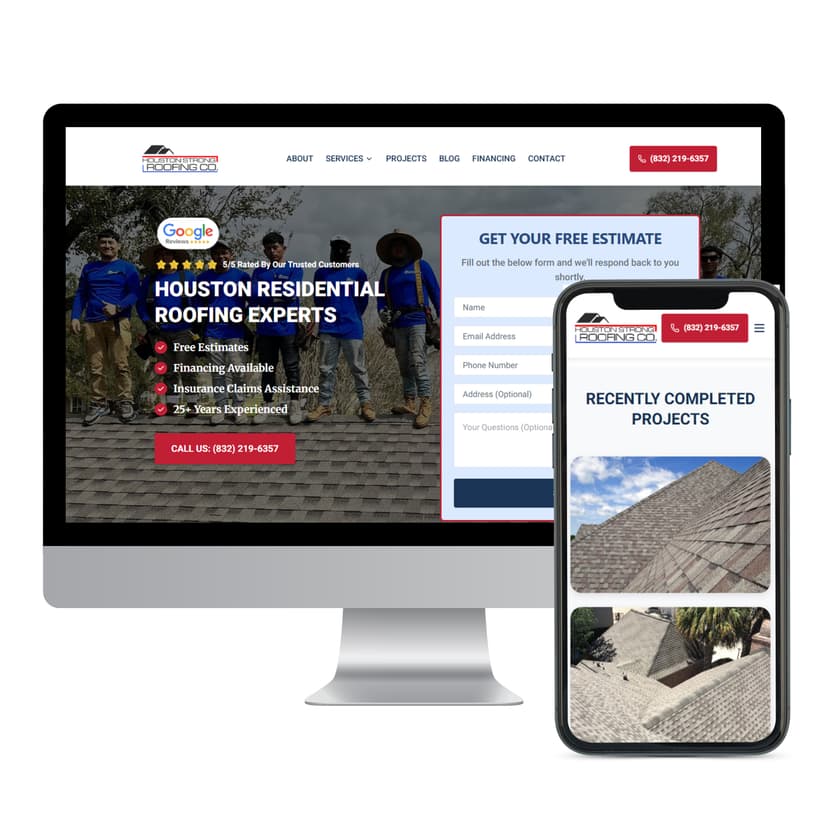 Houston Strong Roofing website preview - Reliable Roofing Solutions