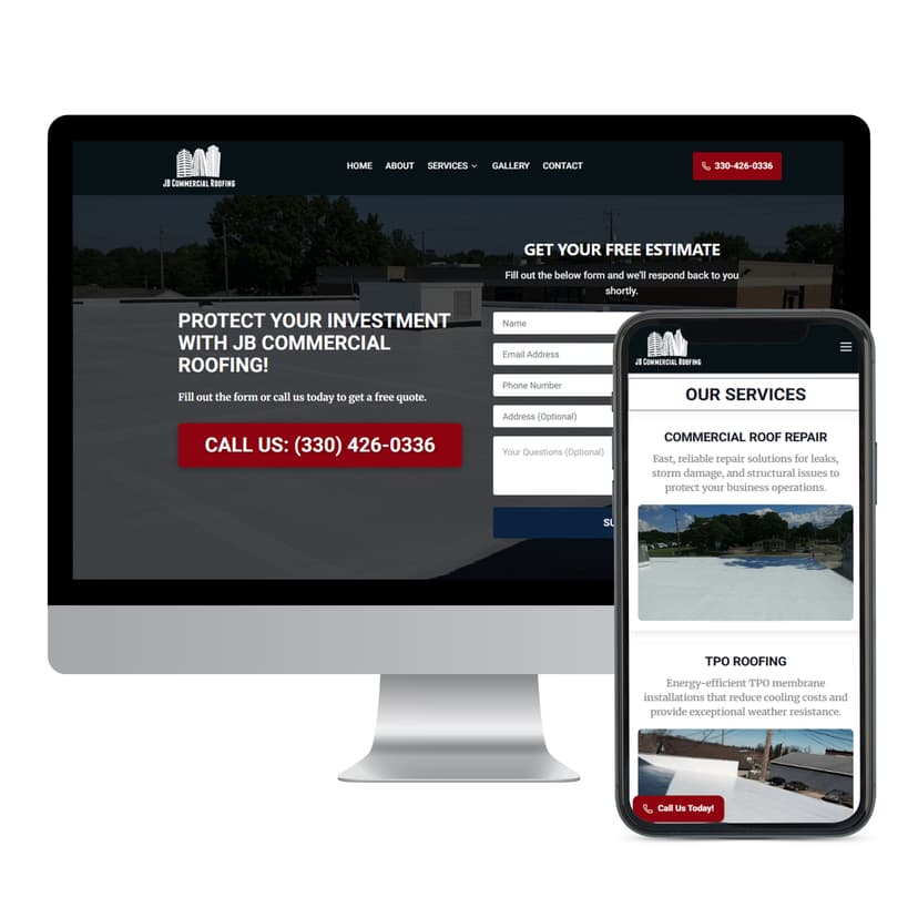 JB Commercial Roofing website preview - Commercial Roofing Specialists