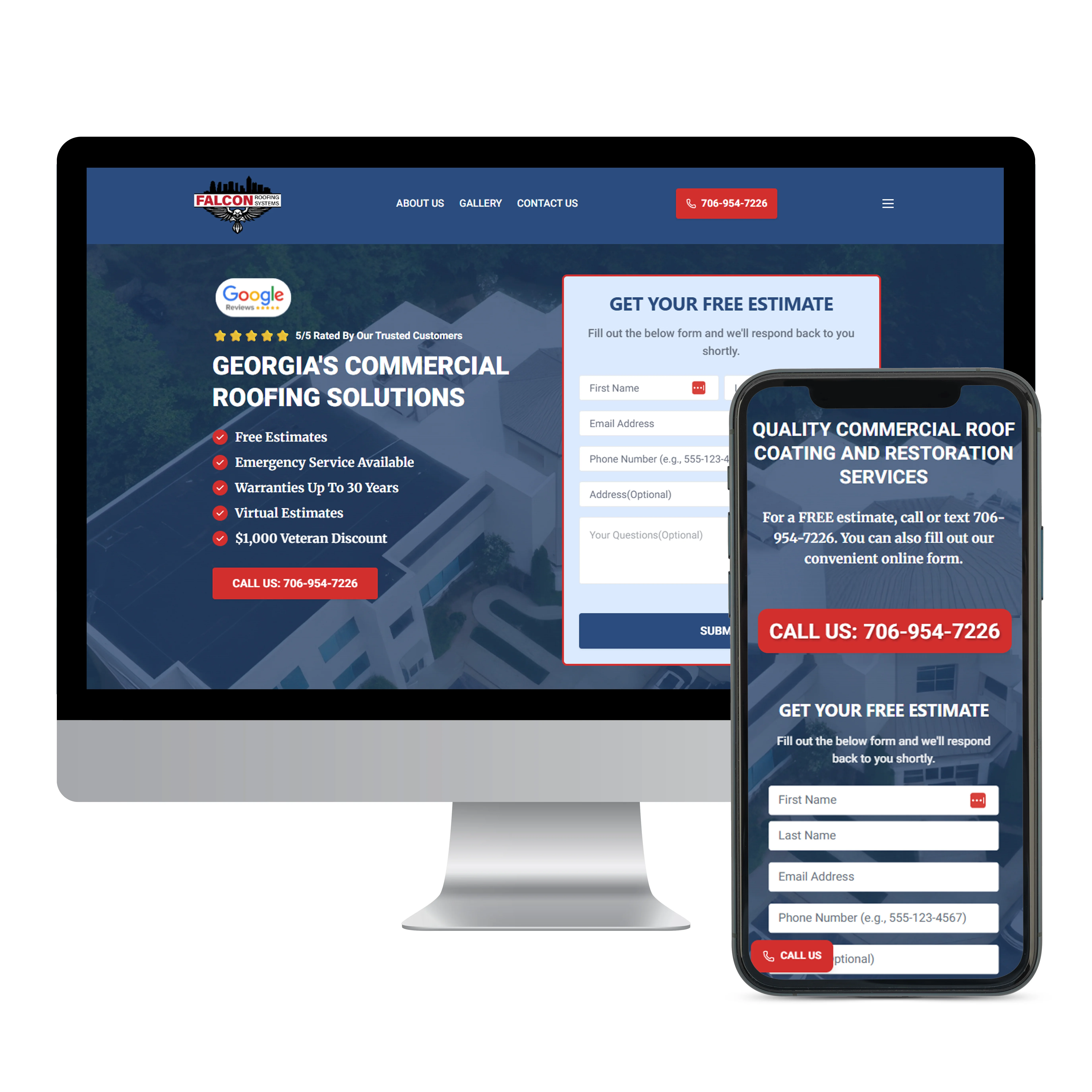 Falcon Roofing Systems website preview - Professional Roofing Excellence