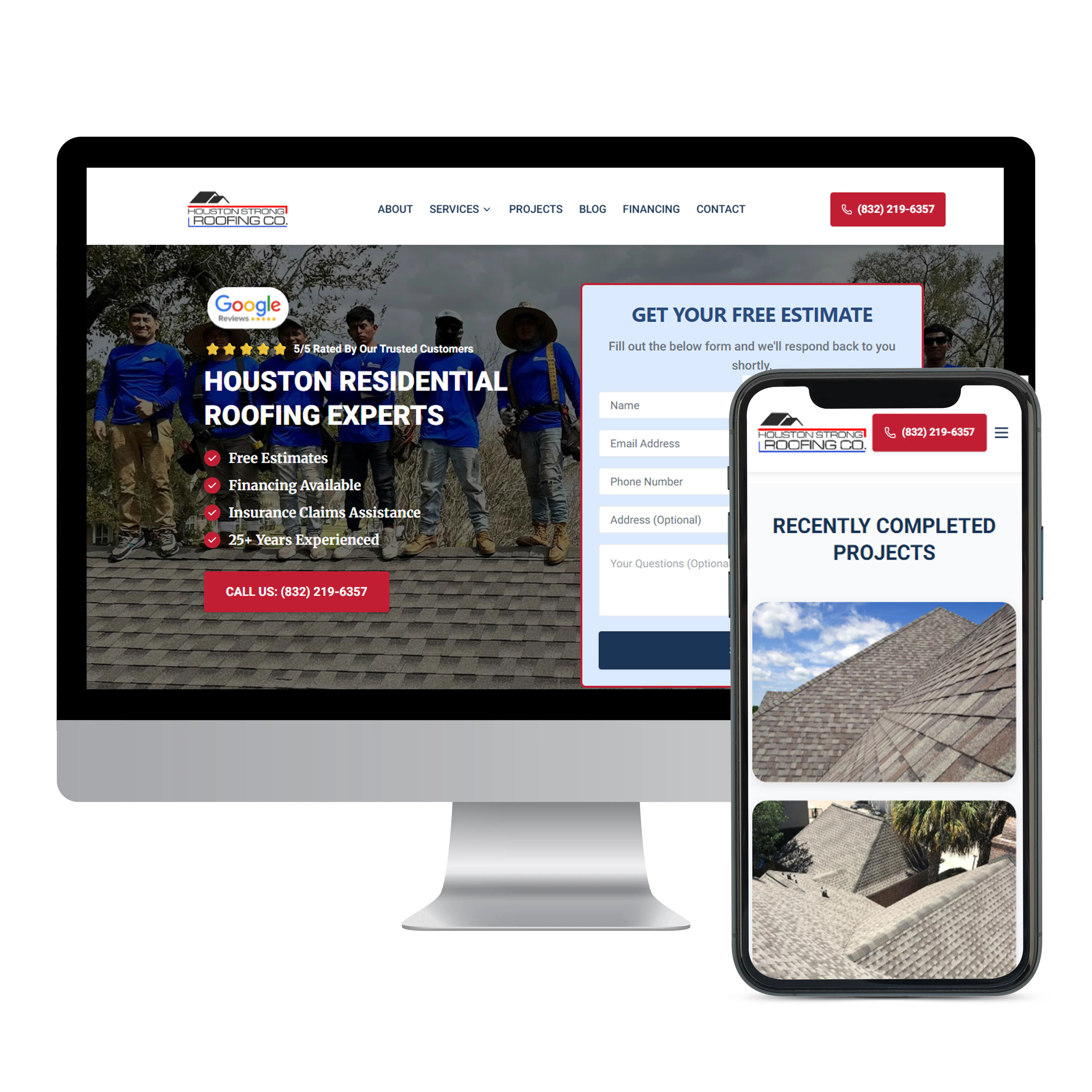 Houston Strong Roofing website preview - Reliable Roofing Solutions