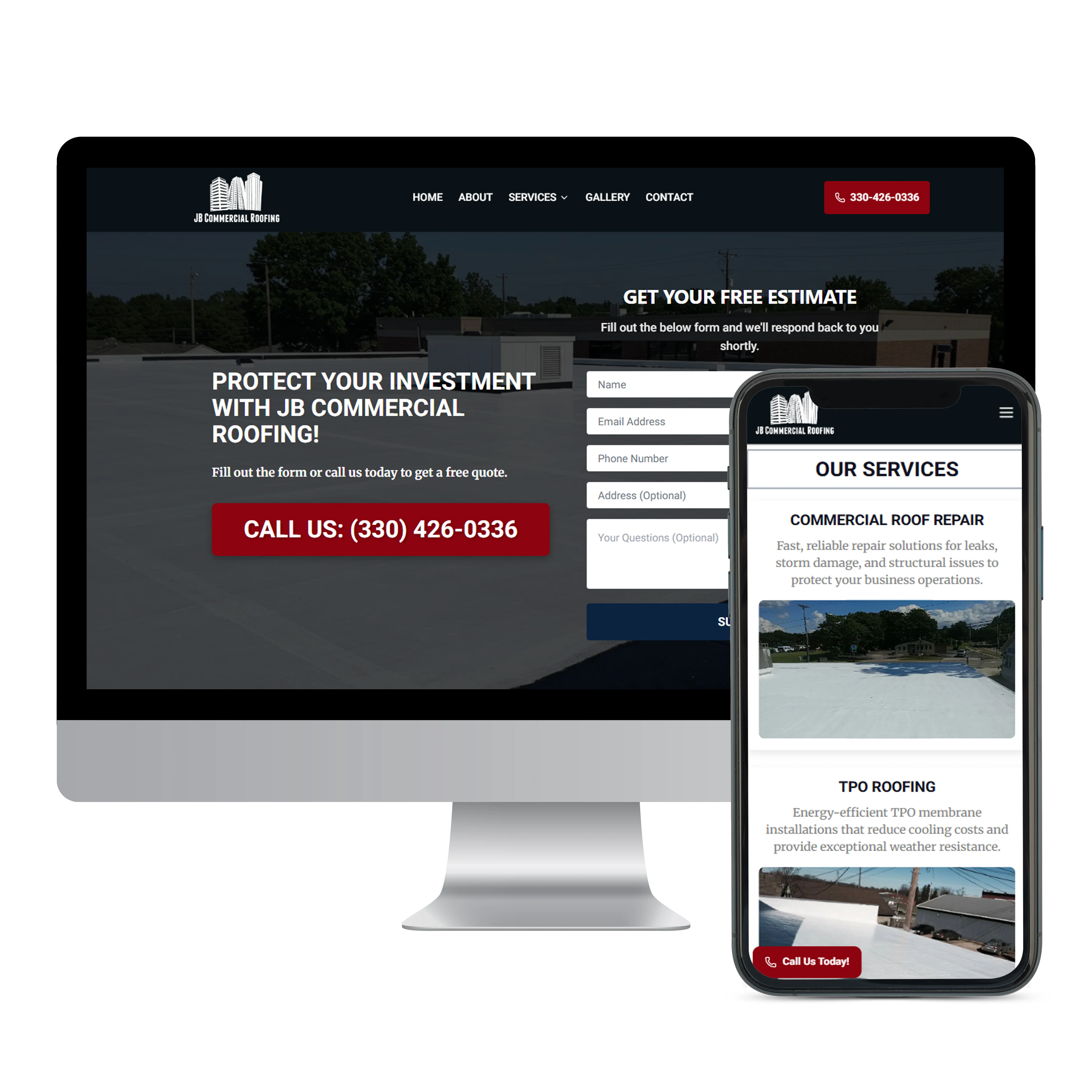 JB Commercial Roofing website preview - Commercial Roofing Specialists